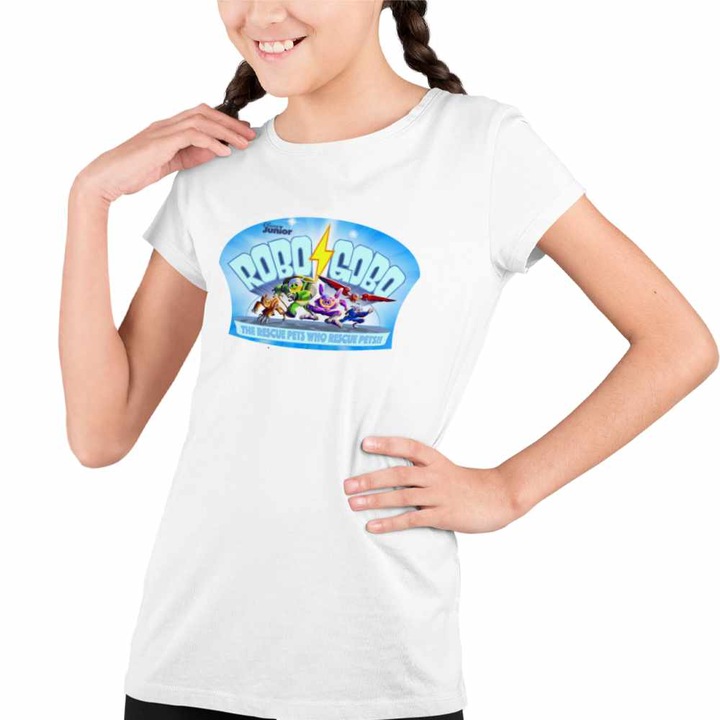 Tricou Copii Fete Robogobo Attack, Fehér