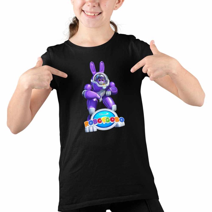 Tricou Copii Fete Robogobo Hopper Robosuit, Fekete