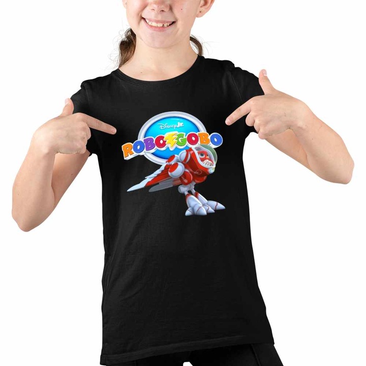 Tricou Copii Fete Robogobo Wingo Robosuit, Fekete