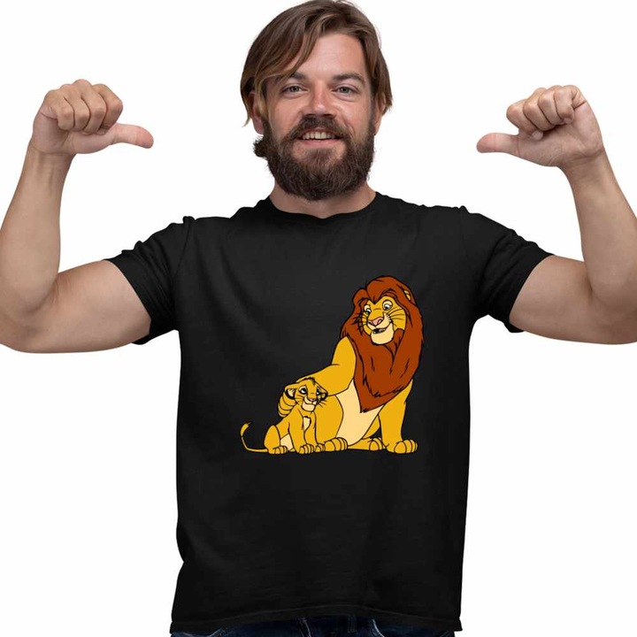 Tricou Barbati Mufasa Simba Regele Leu Lion King CoolTrend, negru, marime L