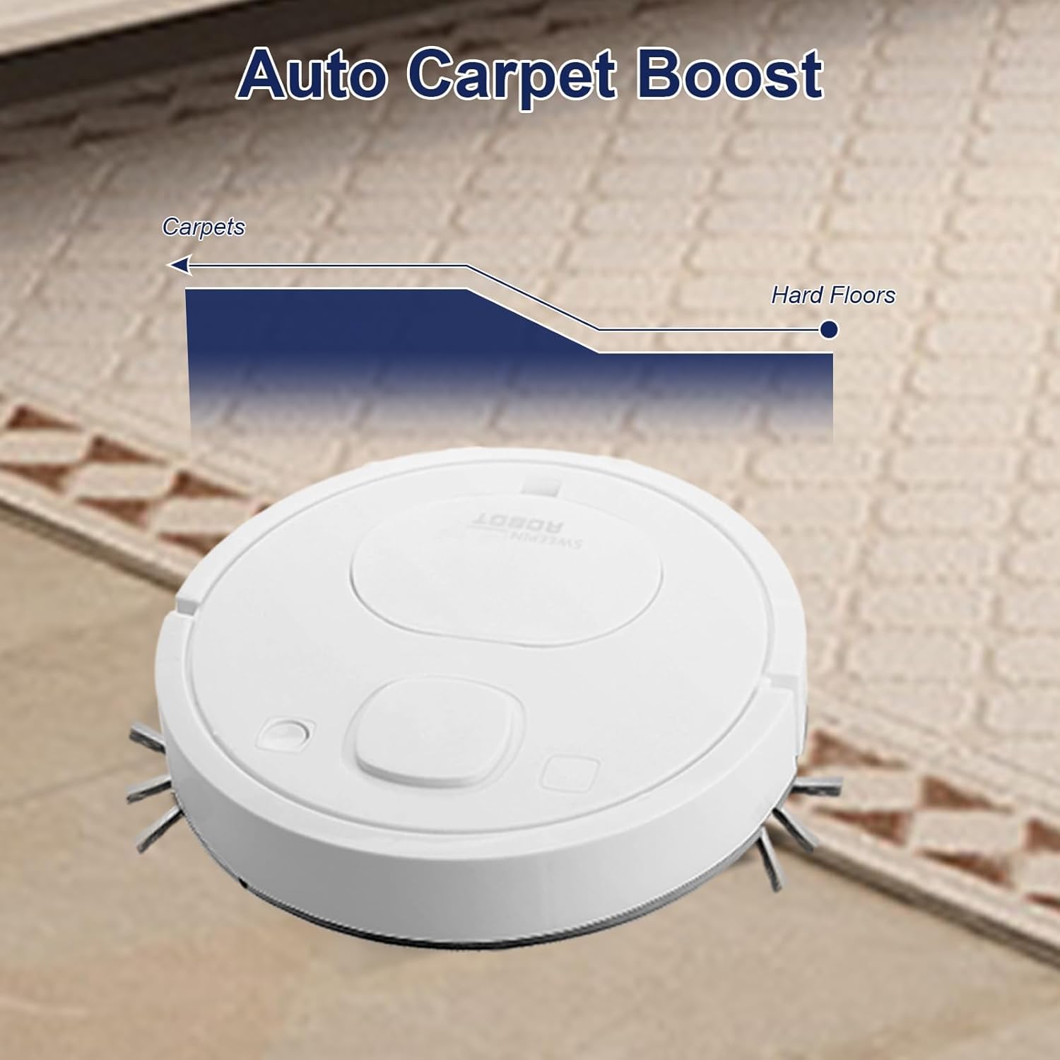 Aspirator robot inteligent, curatare automata, design ultra-subtire, baterie de lunga durata, alb