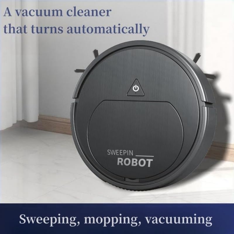 Aspirator robot inteligent, curatare automata, design ultra-subtire, baterie de lunga durata, negru