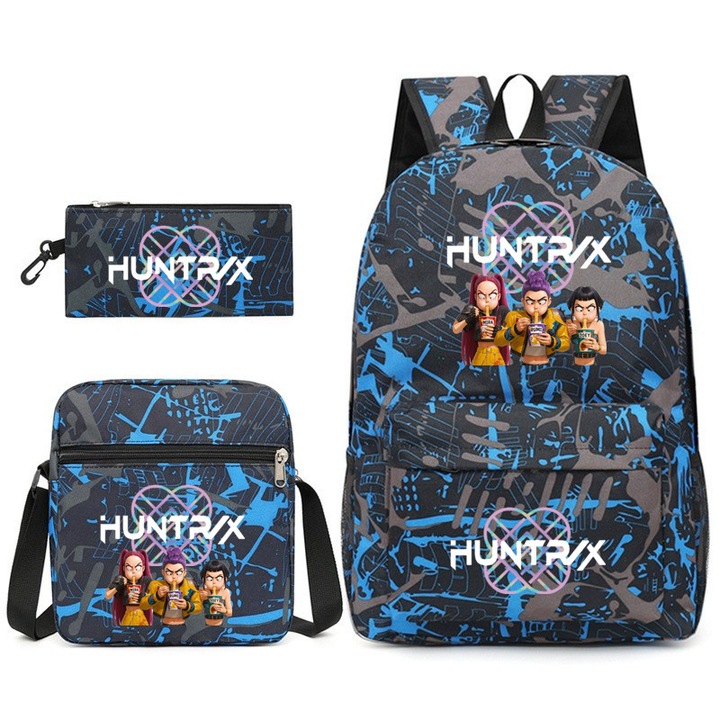 K-pop Witcher Girls diák hátizsák, 3 részes szett, nyomtatott, 45x32x13cm, többszínű