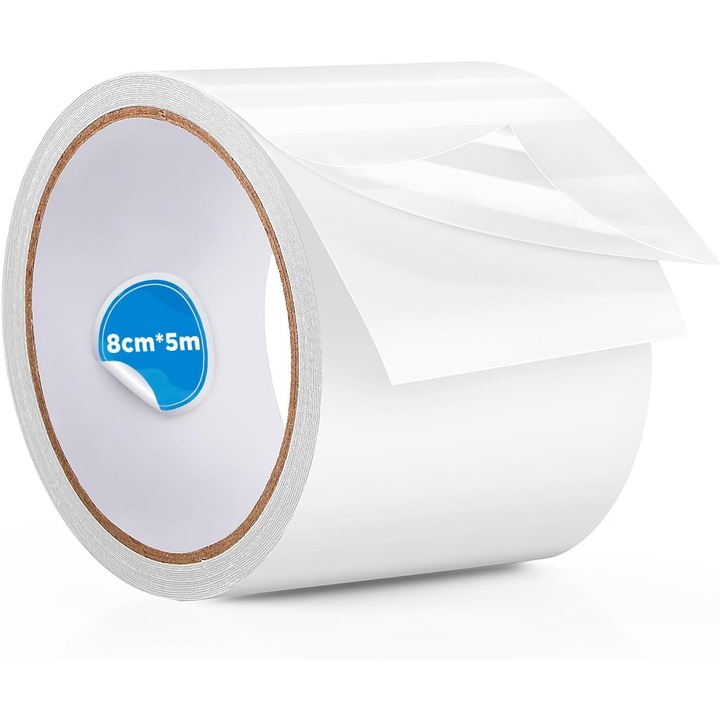 Banda de prelata TPU, banda de reparatii, 5 m x 8 cm, extrem de rezistenta la temperatura (-40 °C pana la 80 °C) si la rupere, pentru echipament de schi outdoor, prelata pentru camioane, cort, barca gonflabila, copertina