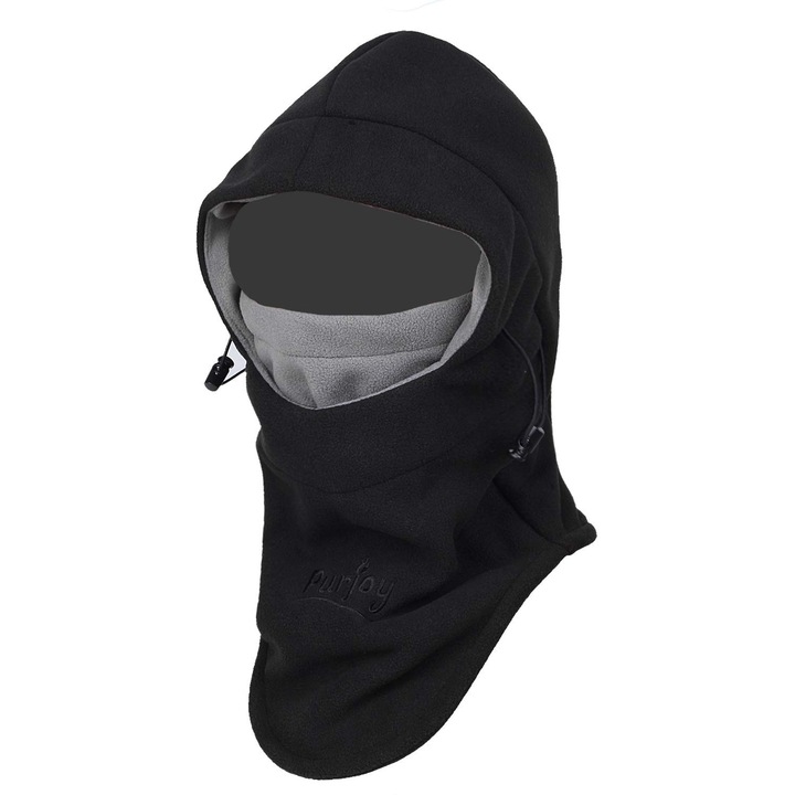 Téli sport fejet és arcot takaró, univerzális méret, 100% poliészter, fekete
