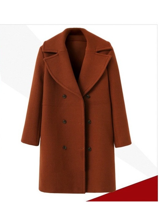 Női fekete kabát, középső hosszúságú, dupla gombolású, 2XL