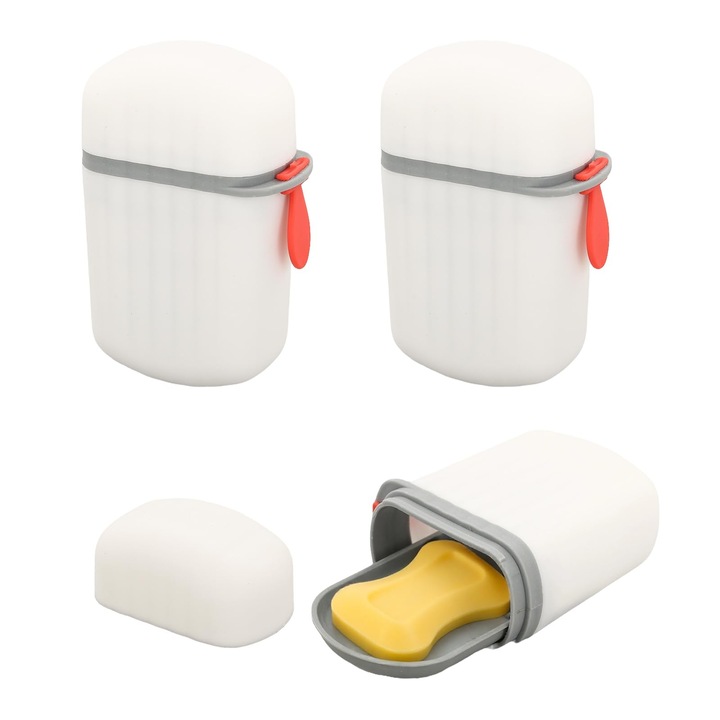 2 darabos szappantartó készlet, fedővel, leeresztő és vízelvezető rendszerrel, műanyag, utazáshoz, fürdőszobába, edzőterembe, kempingezéshez