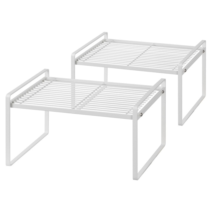 Kétszintes konyhai polcrendszer, fehér, 33.4x21.3x18.5cm, állvány, helytakarékos