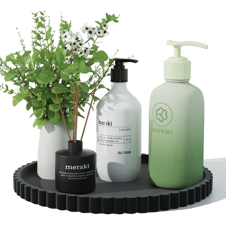 Kerek szilikon fürdőszobai tálca, fekete, 23x1.3cm, asztali dekorációhoz vagy környezetváltoztatáshoz