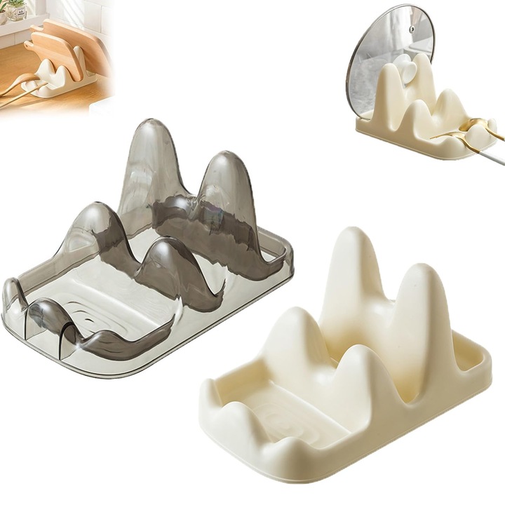 Fából készült kanál- és fedélszervező, többrétegű U-alakú kialakítás, fekete, 1 darab