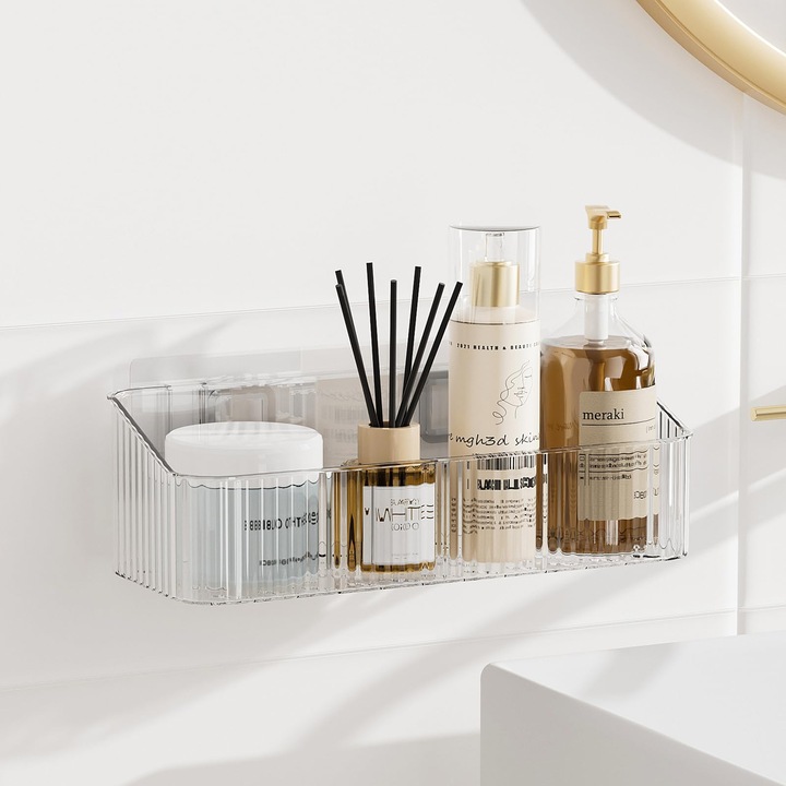 Fali polc, konyhai és fürdőszobai rendszerező, átlátszó, 9.4x3.9x2.7 hüvelyk