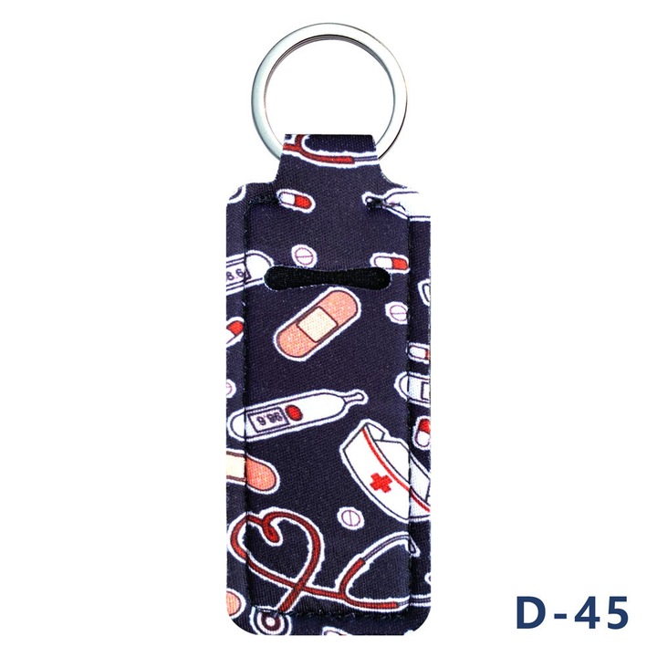 2 db ajakbalzsam tartó kulcstartó szett, bohém design, többszínű, 10x4cm