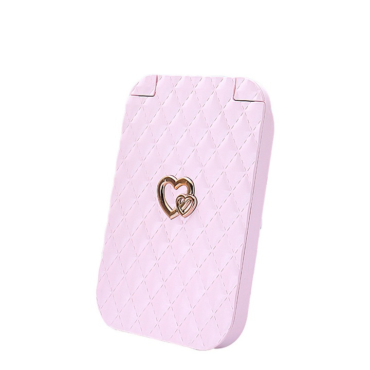 Oglinda cosmetica, oglinda de machiaj LED, iluminare inteligenta, roz