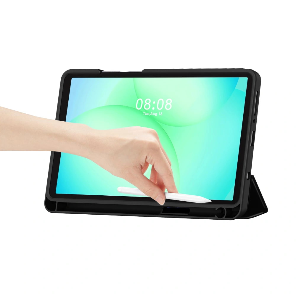 Husa pentru Samsung Galaxy Tab A11 Plus Soft Shell cu functie wake-up/sleep si compartiment pentru stylus, tip stand - negru
