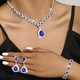 Комплект бижута за абитуриентски бал, сребърно колие, обици и гривна с кристали, елегантен дизайн