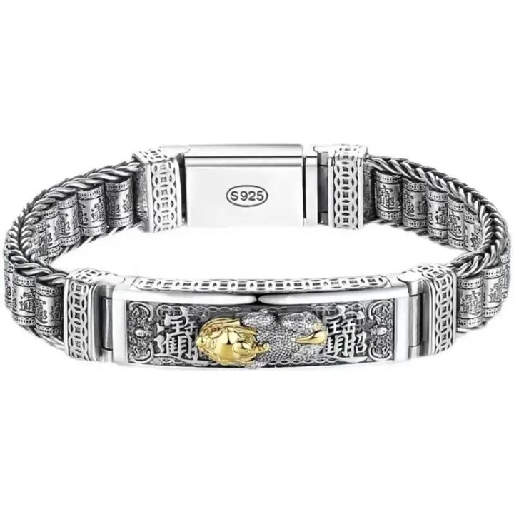 Unisex 925 ezüst charm karkötő, vintage stílusú, 22cm, kő nélkül