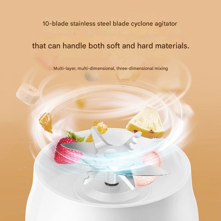 Blender portabil, 450ml, multifunctional, pentru sucuri, rosu