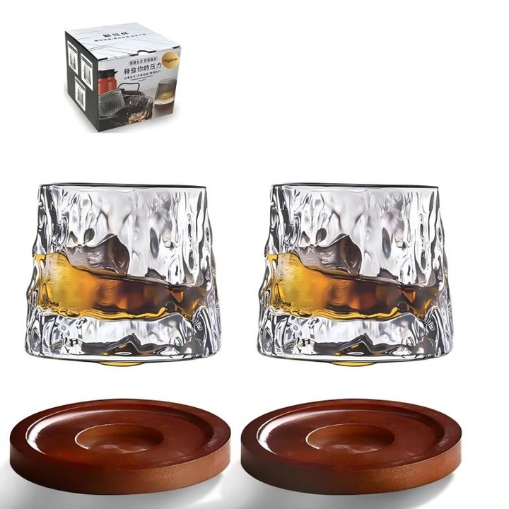 Set 2 Pahare Whisky, 155ml, Transparent, 8x6.8x7.3cm, Omelivon