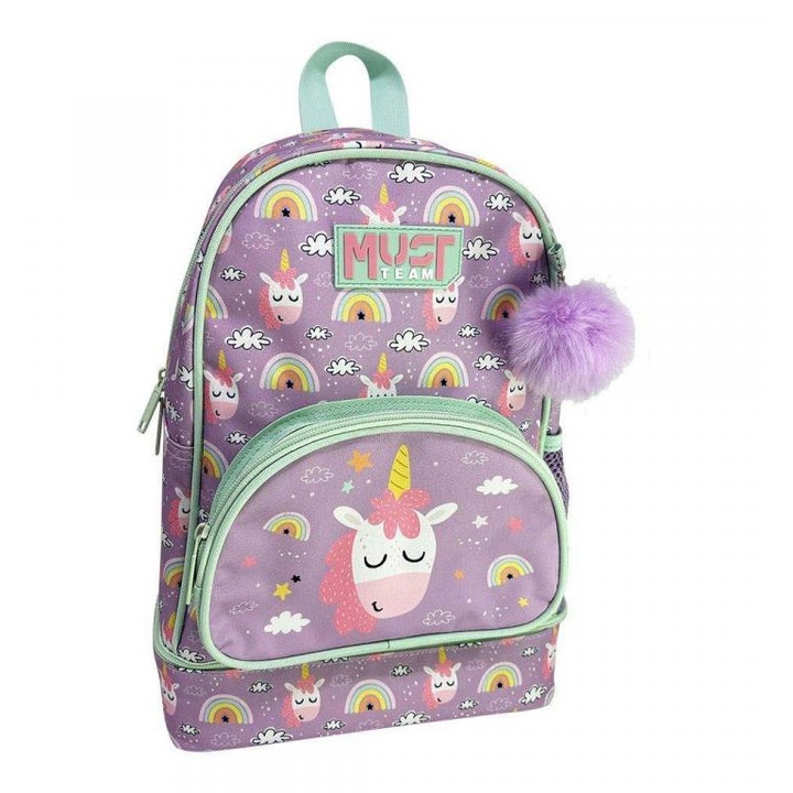 Luna: Must Team Unikornis mintás lekerekített, izoterm ovis hátizsák 25x14x36cm