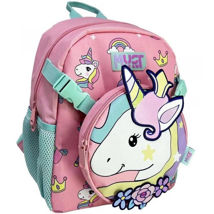 Luna: Must Team Unikornis 1 rekeszes ovis hátizsák levehető övtáskával 28x14x33cm