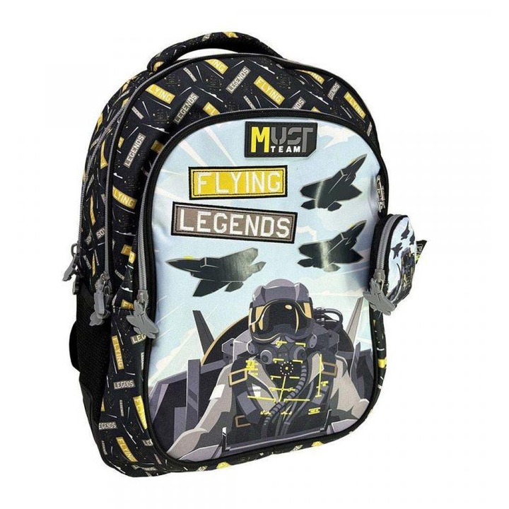 Luna: Must Team Flying Legends repülős lekerekített 3 rekeszes iskolatáska, hátizsák 32x18x43cm
