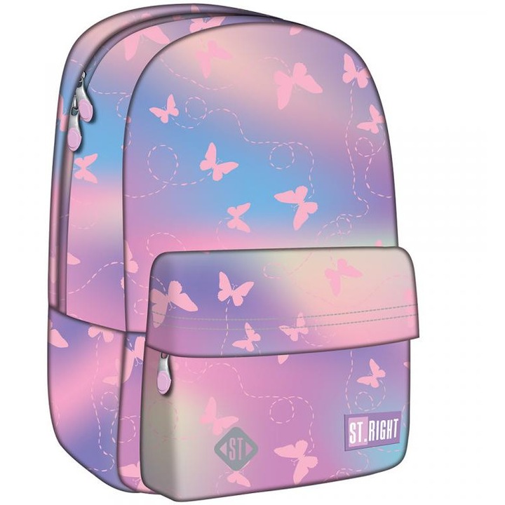 St.Right Pink butterfly rózsaszín pillangós iskolatáska, hátizsák BP33 40x27x17cm