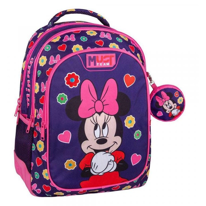Luna: Must Team Disney Minnie egeres lekerekített 3 rekeszes iskolatáska, hátizsák 32x18x43cm