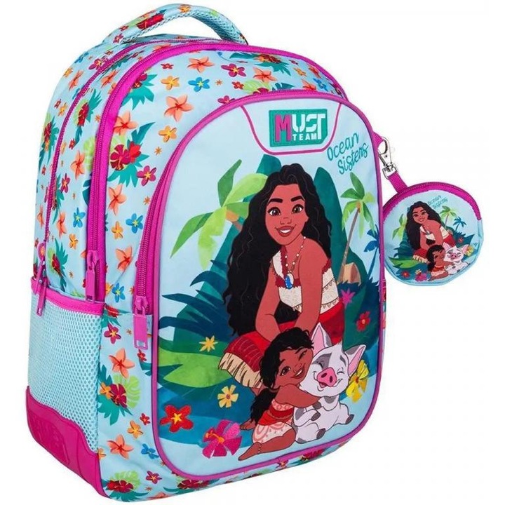 Luna: Must Team Vaiana 2 lekerekített 3 rekeszes iskolatáska, hátizsák 32x18x43cm