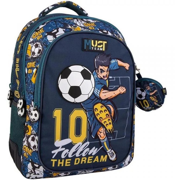 Luna: Must Team Focis lekerekített 3 rekeszes iskolatáska, hátizsák 32x18x43cm