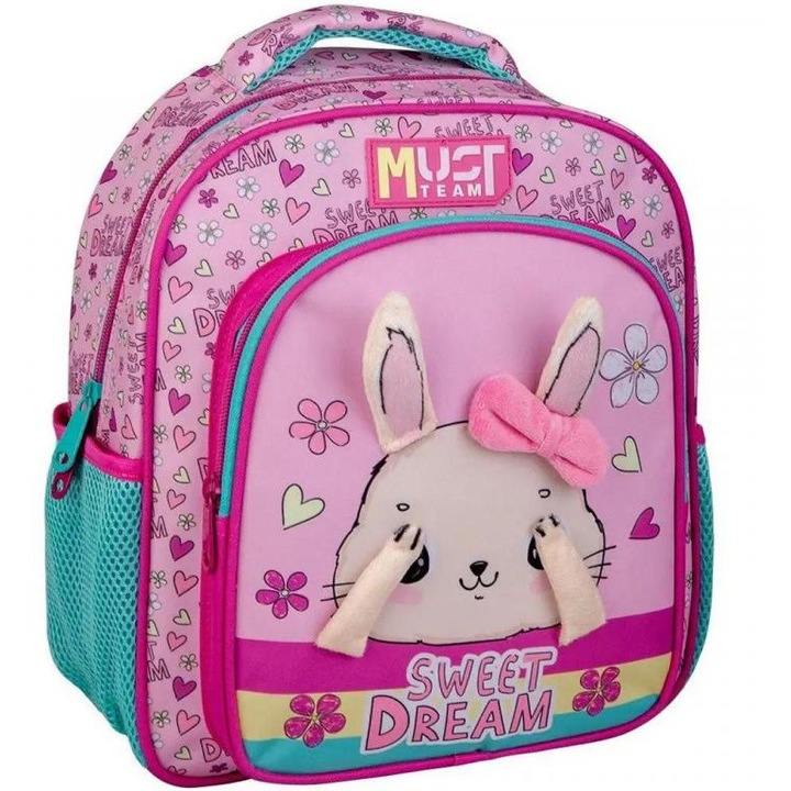 Luna: Must Team nyuszis lekerekített 2 rekeszes ovis hátizsák 27x10x31cm