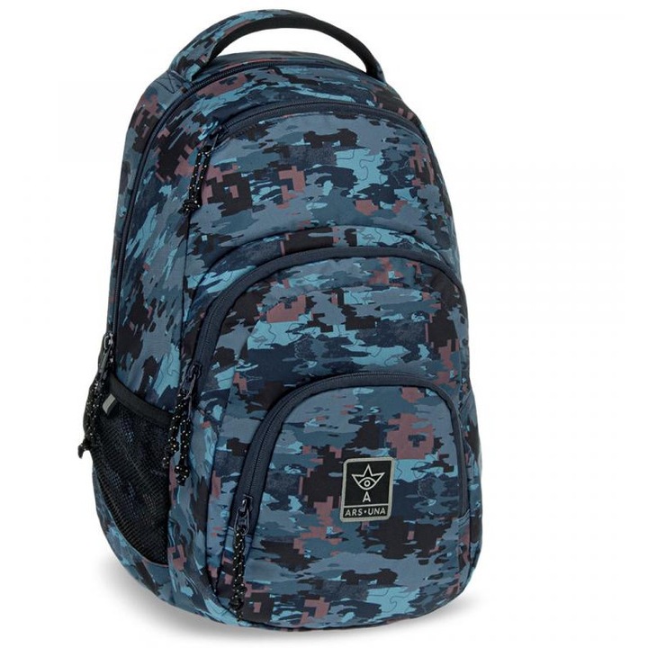 Ars Una: Hyde kék terepmintás AU-2 iskolatáska, hátizsák 32x46x22cm