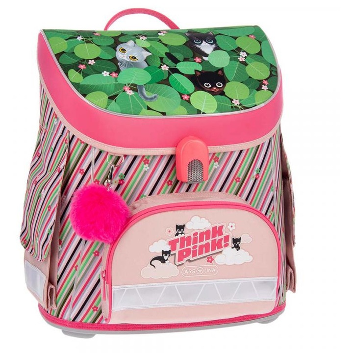 Ars Una: Think Pink kompakt ergonomikus mágneszáras iskolatáska, hátizsák 33x41x24cm