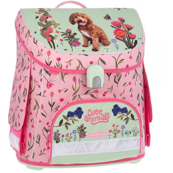 Ars Una: Cute Animals Doggie kompakt ergonomikus mágneszáras iskolatáska, hátizsák 33x41x24cm