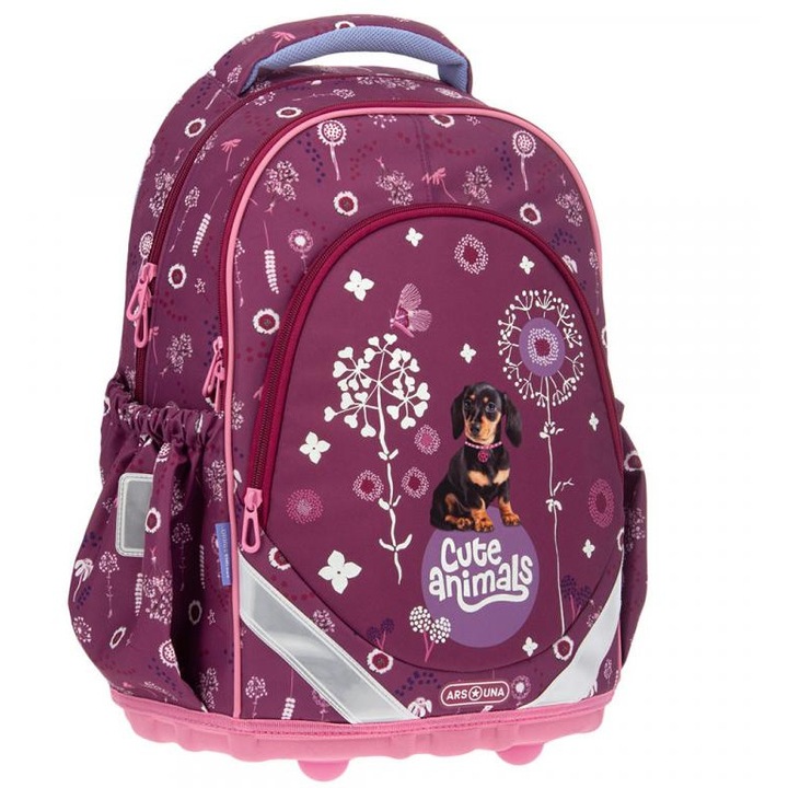 Ars Una: Cute Animals - Puppy tacskó mintás anatómiai iskolatáska, hátizsák 33x42x21cm