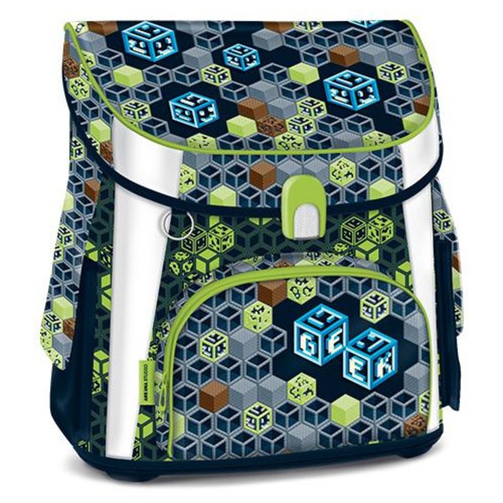 Geek mágneszáras iskolatáska, hátizsák 33x41x24cm