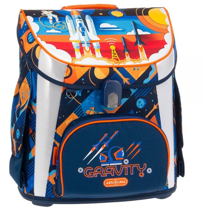 Ars Una: Gravity űrhajós kompakt mágneszáras ergonomikus iskolatáska, hátizsák 33x41x24cm