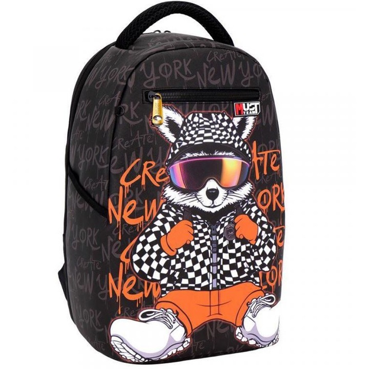 Luna: Must Team Cool bear lekerekített iskolatáska, hátizsák 29x17x46cm