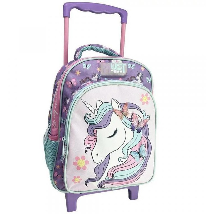 Luna: Must Team Unikornis 2 rekeszes gurulós iskolatáska, hátizsák 27x10x31cm