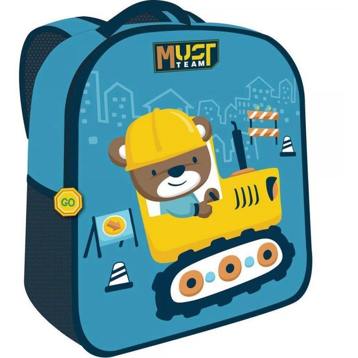 Luna: Must Team 3D építkező maci mintás ovis hátizsák 26x10x32cm