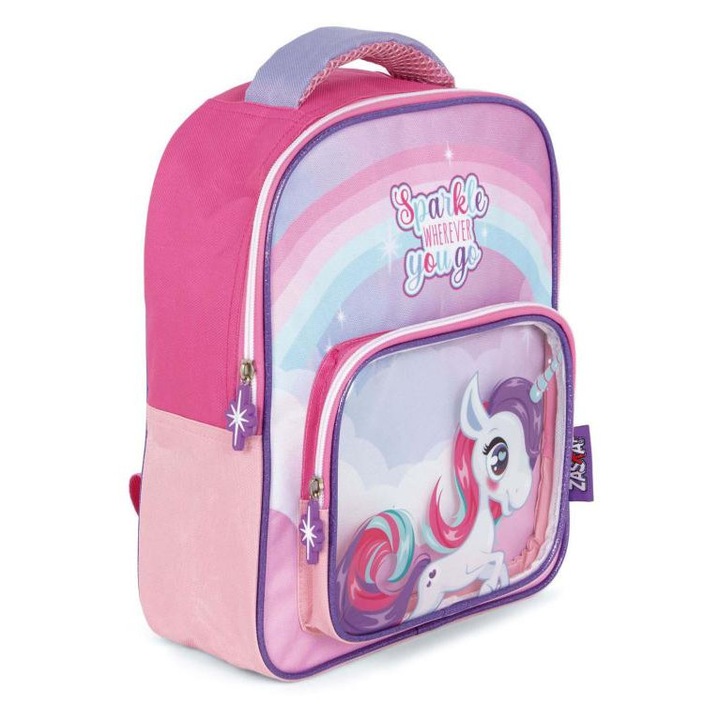 Unicorn hátizsák átlátszó elülső zsebbel