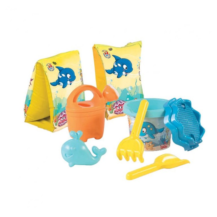 Hátizsák tengerparti szettel, tengeri állatok, 6 részes