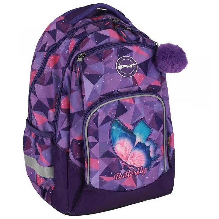 Spirit: Butterfly pillangó 3D mintás lekerekített iskolatáska, hátizsák 34x26x44cm