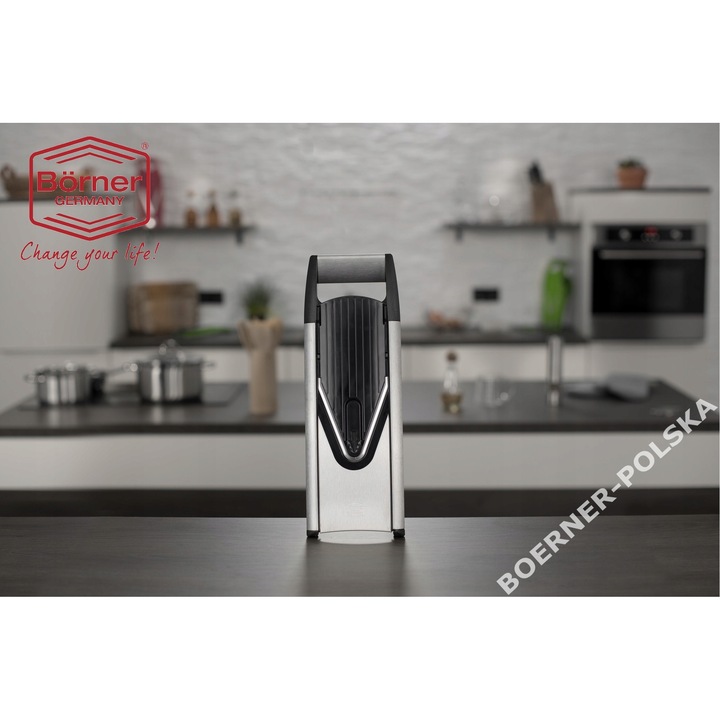 Slicer manual Borner Hebel V6 ExclusiveLine, inox, 5 lame interschimbabile, design ergonomic