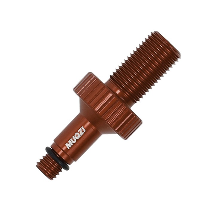 Adaptor valvă aer MUQZI pentru amortizor spate RockShox, aluminiu CNC, roșu, cu 7 garnituri O-ring