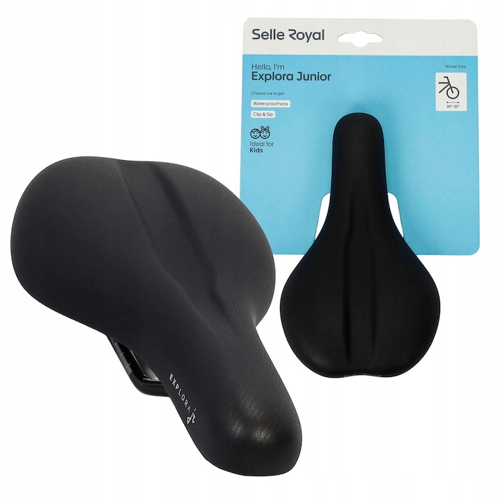 Sa bicicletă copii Selle Royal Explora Junior M, antiderapant, impermeabil, negru, 20x22 inch