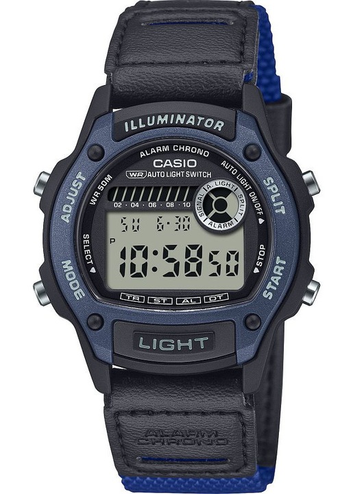 Часовник Casio W-220HF-2AVEF, универсален, черен, кварцов, 50м водонепропускливост