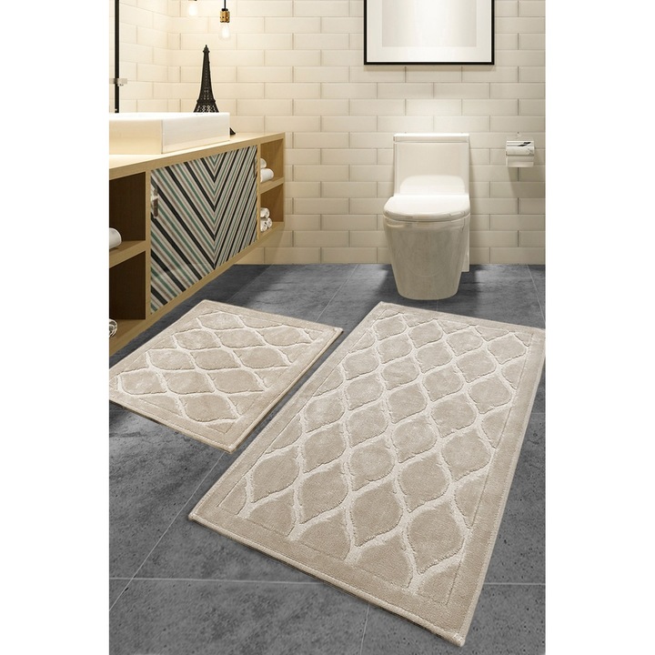 Set covorase baie 2 piese, Ultra Cozy, UnicUtil, Bej