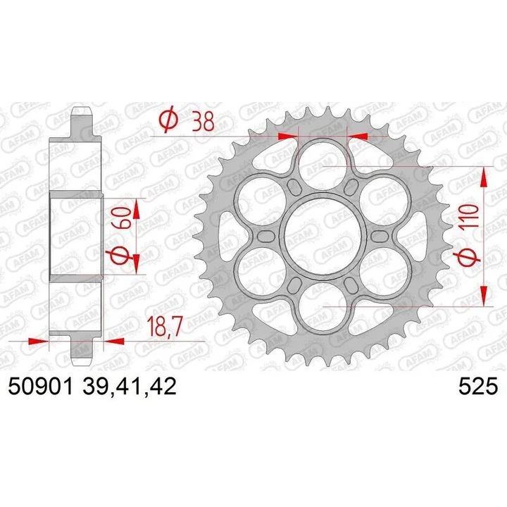 AFAM acél hátsó lánckerék 50901 - 525 MBHR_1074685003
