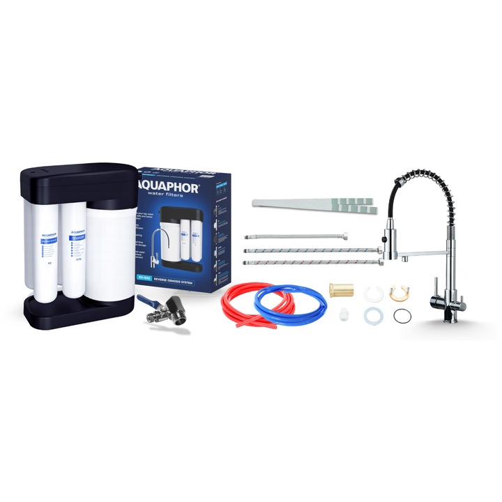Филтър за вода Aquaphor Morion, кран Ari Solid Spring, полиран хром