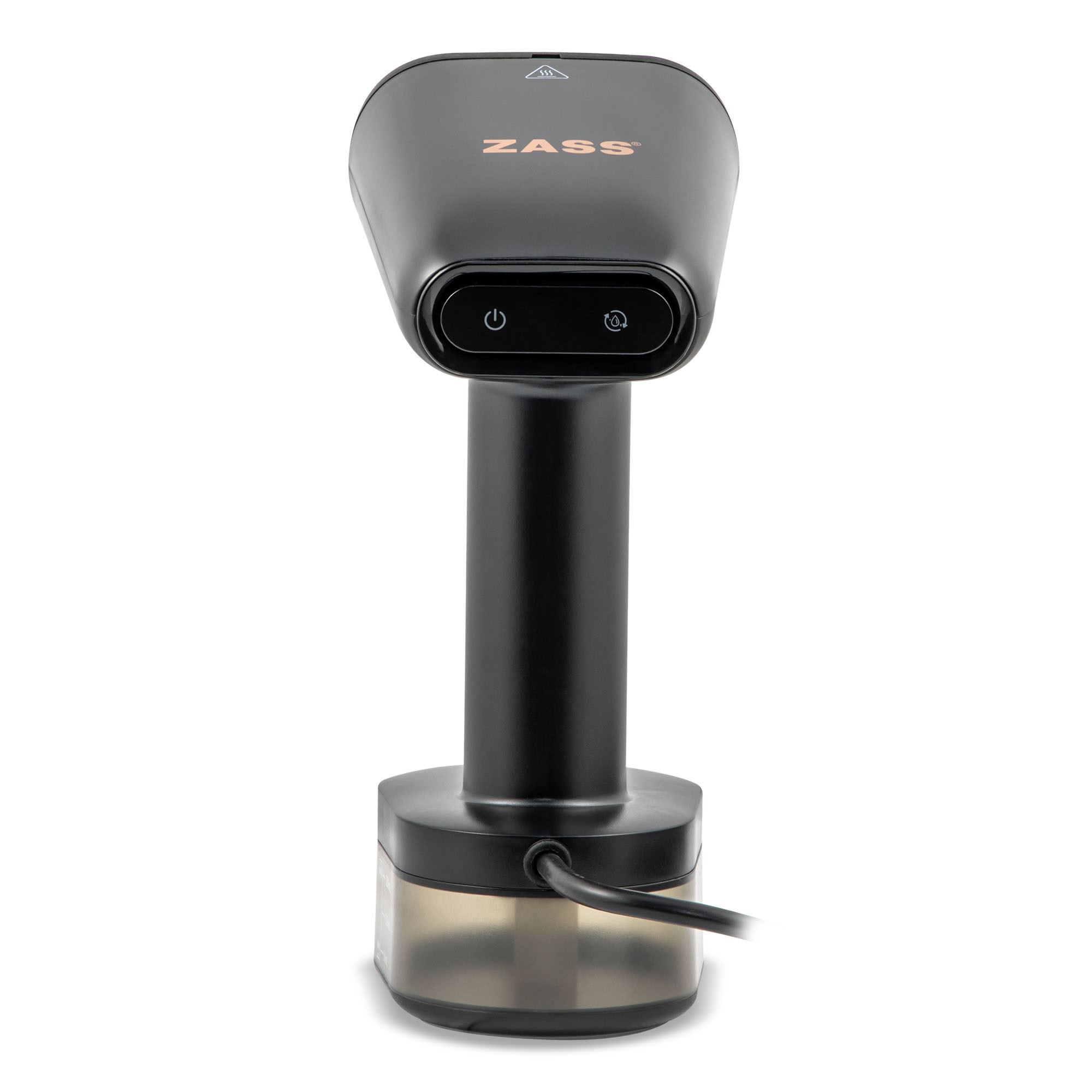 Aparat de calcat vertical portabil ZASS ZGS 20 Negru, putere mare de 1600W, debit de abur 28 g/min, vaporizator rapid in 30s, rezervor apa 250ml, panou de control digital LED